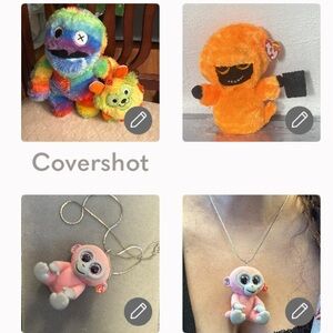 UGLY Doll w pet bunny+TY👻Grinner+18”velvety🐒TY💕🐵necklace